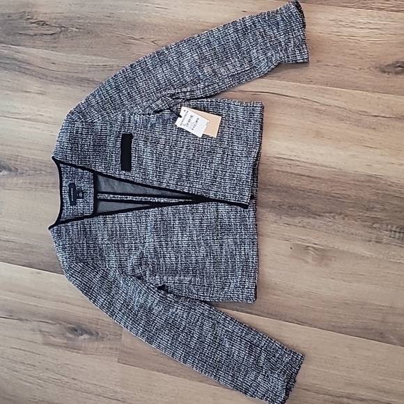 NWT Halogen Nordstrom Stretch Crop Tweed Jacket Black Medium - Picture 8 of 9